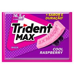 Chiclete Trident Max Raspberry Sem Açúcar - Display com 14 unidades de 16,5g