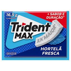 Chiclete Trident Max Hortelã Fresca Sem Açúcar - Caixa com 14 unid. de 16,5g