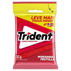 Chiclete Trident Morango 32g - Pacote Com 4 embalagens
